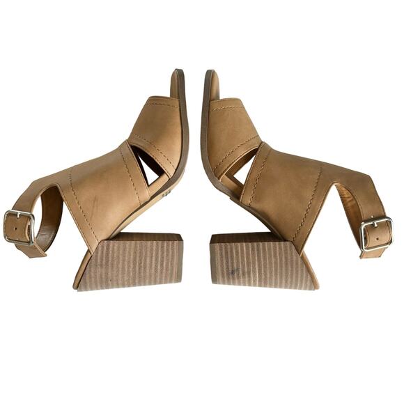 Dolce Vita Brista Brown Faux Leather Stacked Heel Ankle Strap Sandals Size 8.5 - Picture 4 of 9